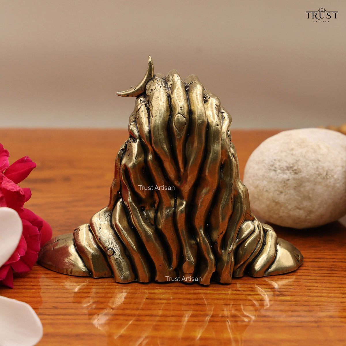 Handcrafted Superfine Brass Shiva Bust 8 CM Statue, Adiyogi Shiva Head Sculpture, Antique Finish Meditation Room Decor.