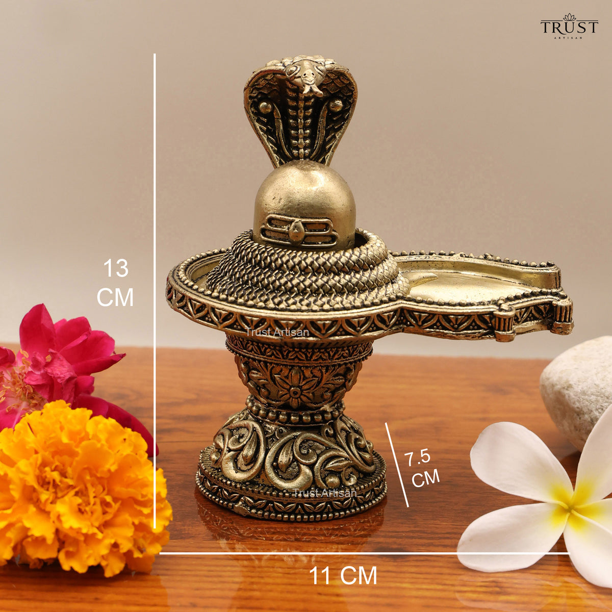 Handcrafted Brass Shivling with Cobra | Lord Shiva Pooja Idol for Home Temple & Spiritual Décor