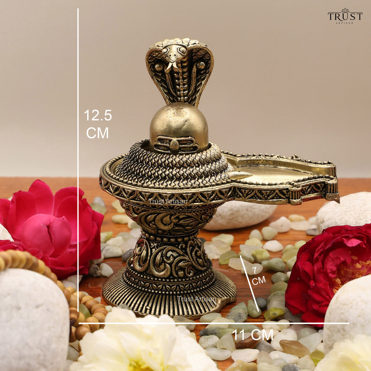 Handcrafted Brass Shivling with Cobra | Lord Shiva Pooja Idol for Home Temple & Spiritual Décor