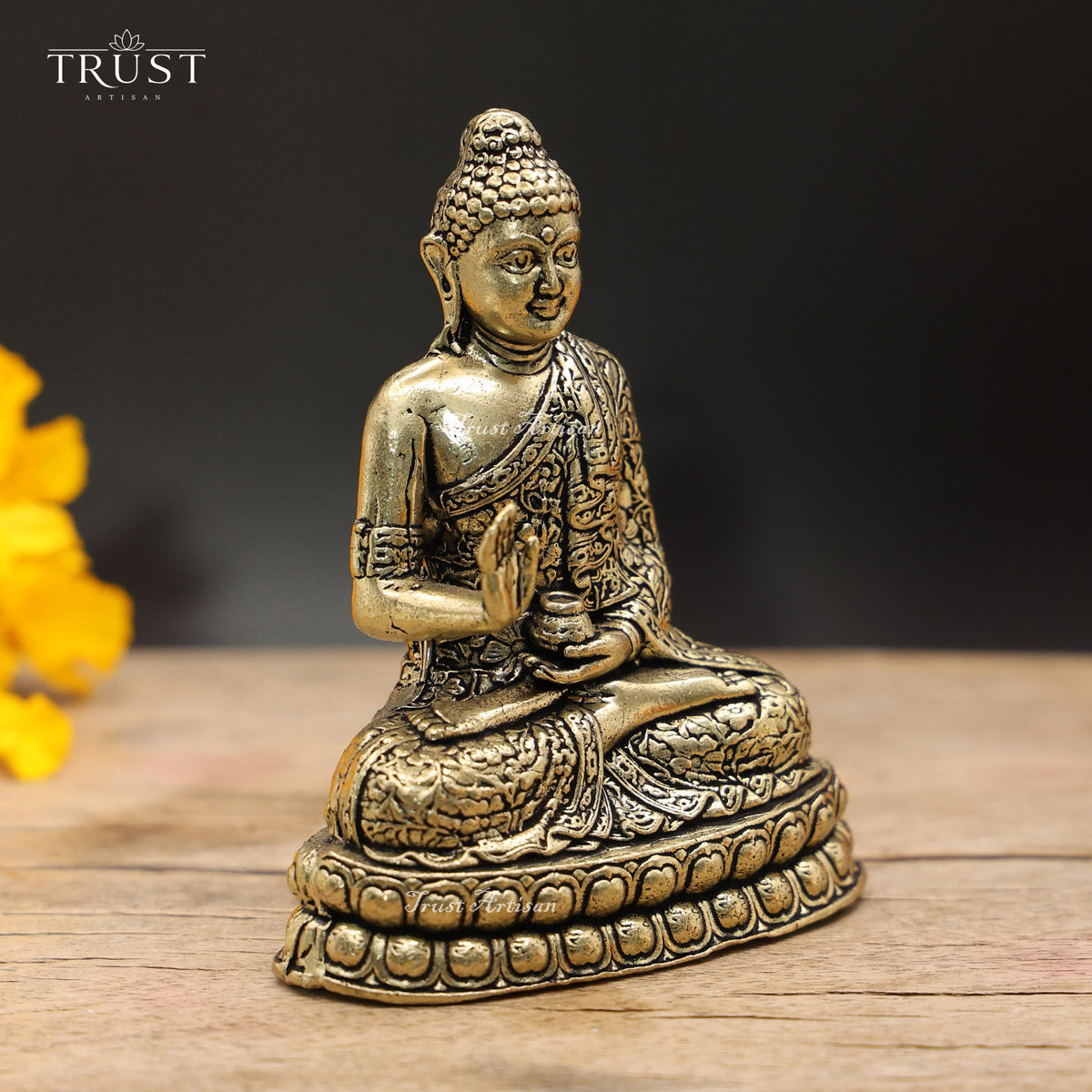 Handcrafted Meditating Buddha Idol for Peace, Meditation & Home Decor 15.5 CM, Vastu/Feng Shui Decorative Idol Buddhist Gift and Meditation.