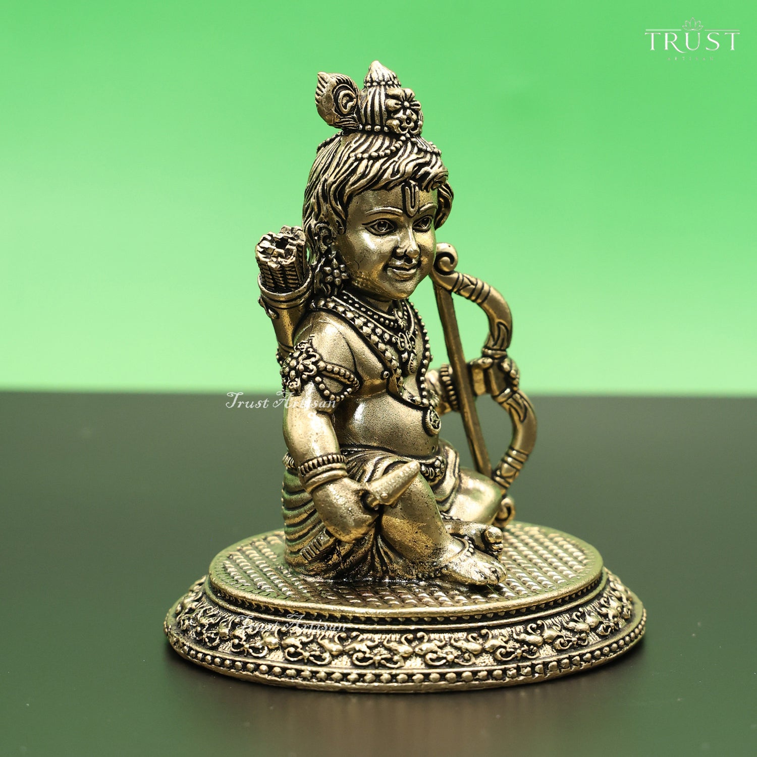 Handcrafted Brass Baby Ram Statue | Bal Ram Idol with Bow & Arrow for Pooja, Home Temple & Spiritual Décor