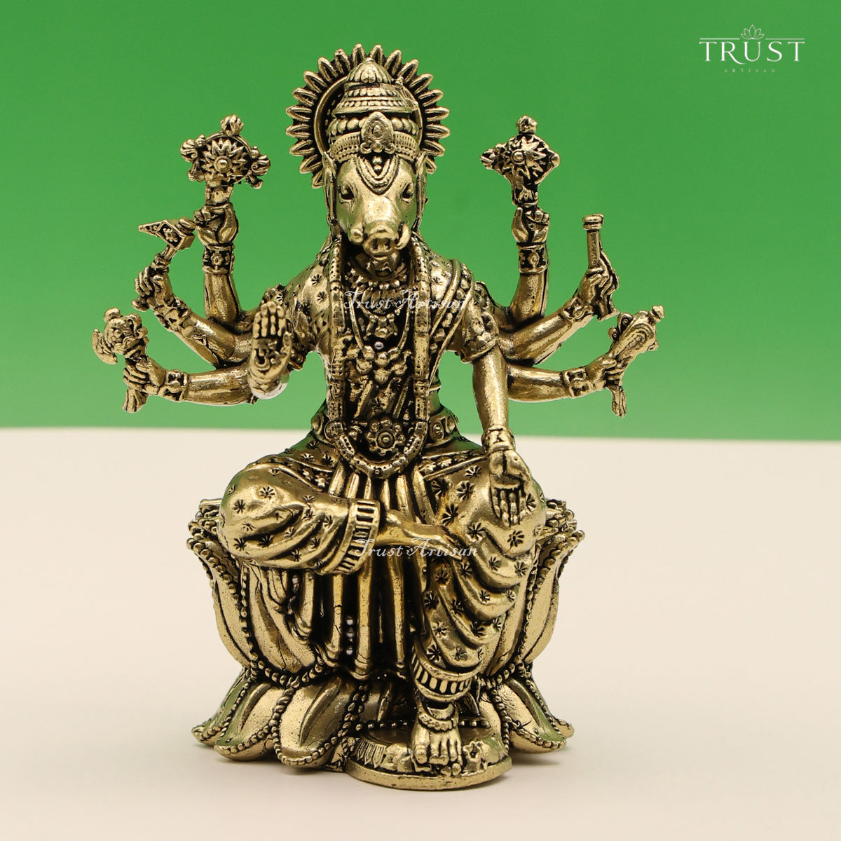 Handcrafted Brass Lord Varaha Idol | Varaha Avatar of Lord Vishnu Statue for Pooja & Home Temple