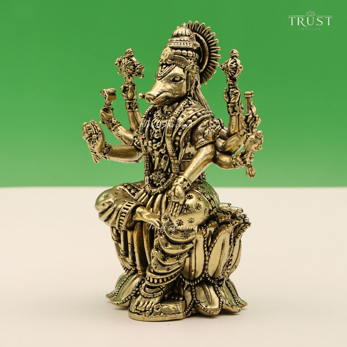 Handcrafted Brass Lord Varaha Idol | Varaha Avatar of Lord Vishnu Statue for Pooja & Home Temple