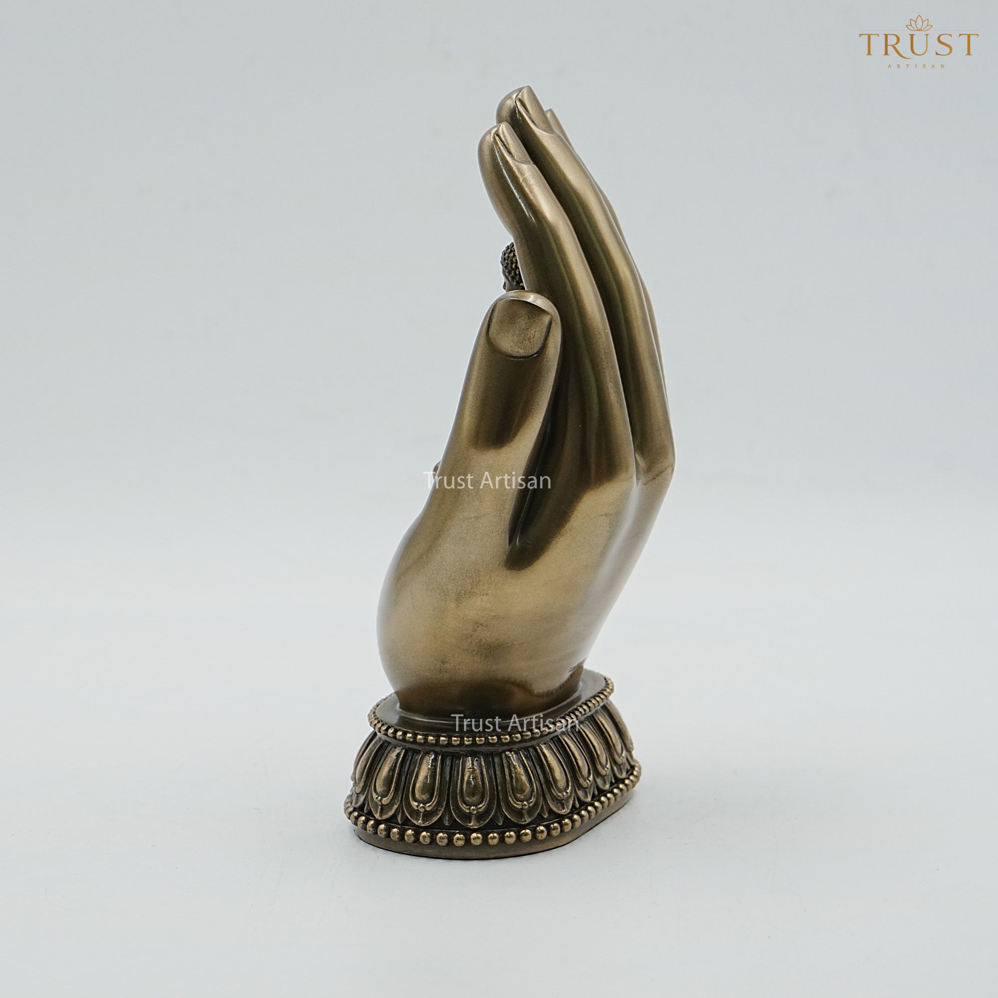 Buddha Hand Resin Statue with Meditating Buddha Idol | Spiritual Buddha Murti for Home Decor, Vastu & Meditation | Peaceful Zen Sculpture