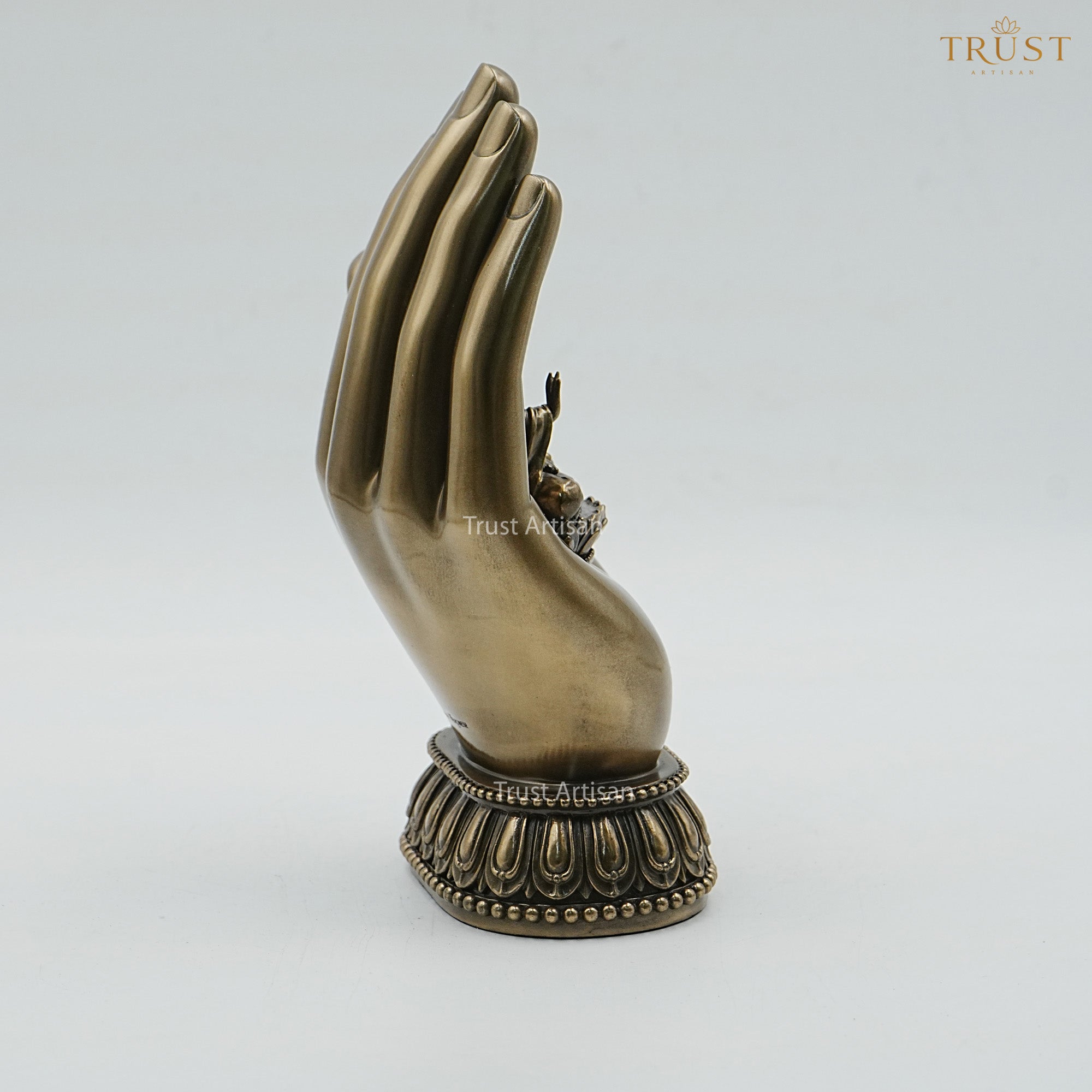 Buddha Hand Resin Statue with Meditating Buddha Idol | Spiritual Buddha Murti for Home Decor, Vastu & Meditation | Peaceful Zen Sculpture
