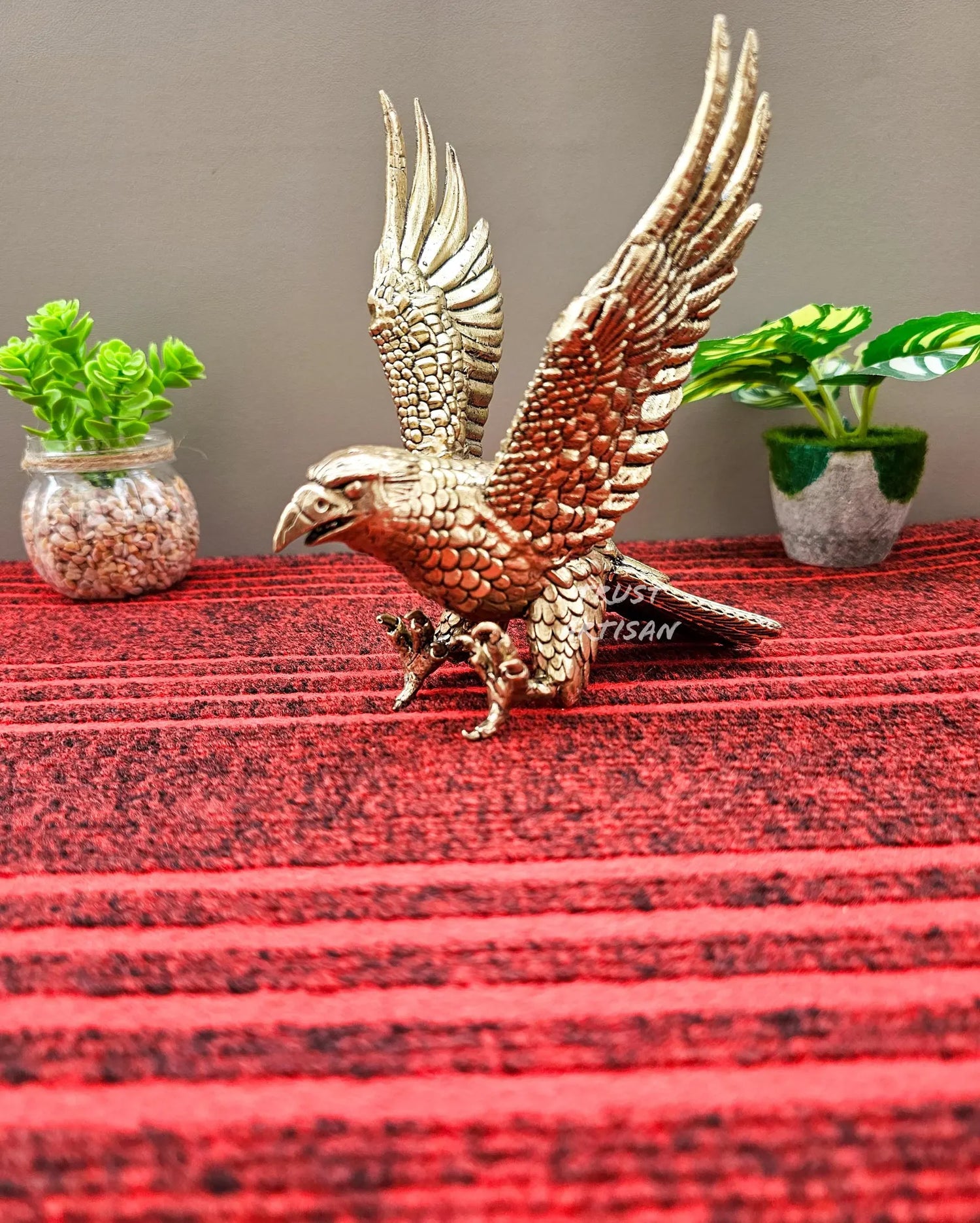 Handmade Superfine Brass Eagle Statue 6.5" Inch Wings Spread Bird Figurine Antique Finish Handcrafted Eagle Sculpture for Home Decor Gift.
