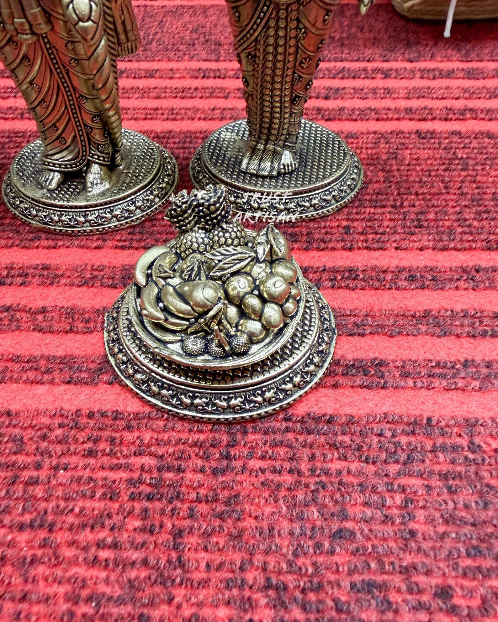Handcrafted Brass Ram Darbar Set 7" Inch , Lord Ram Family Idol with Hanuman, Ram Lakshman Sita with Hanuman, Ram Darbar Murti Set.